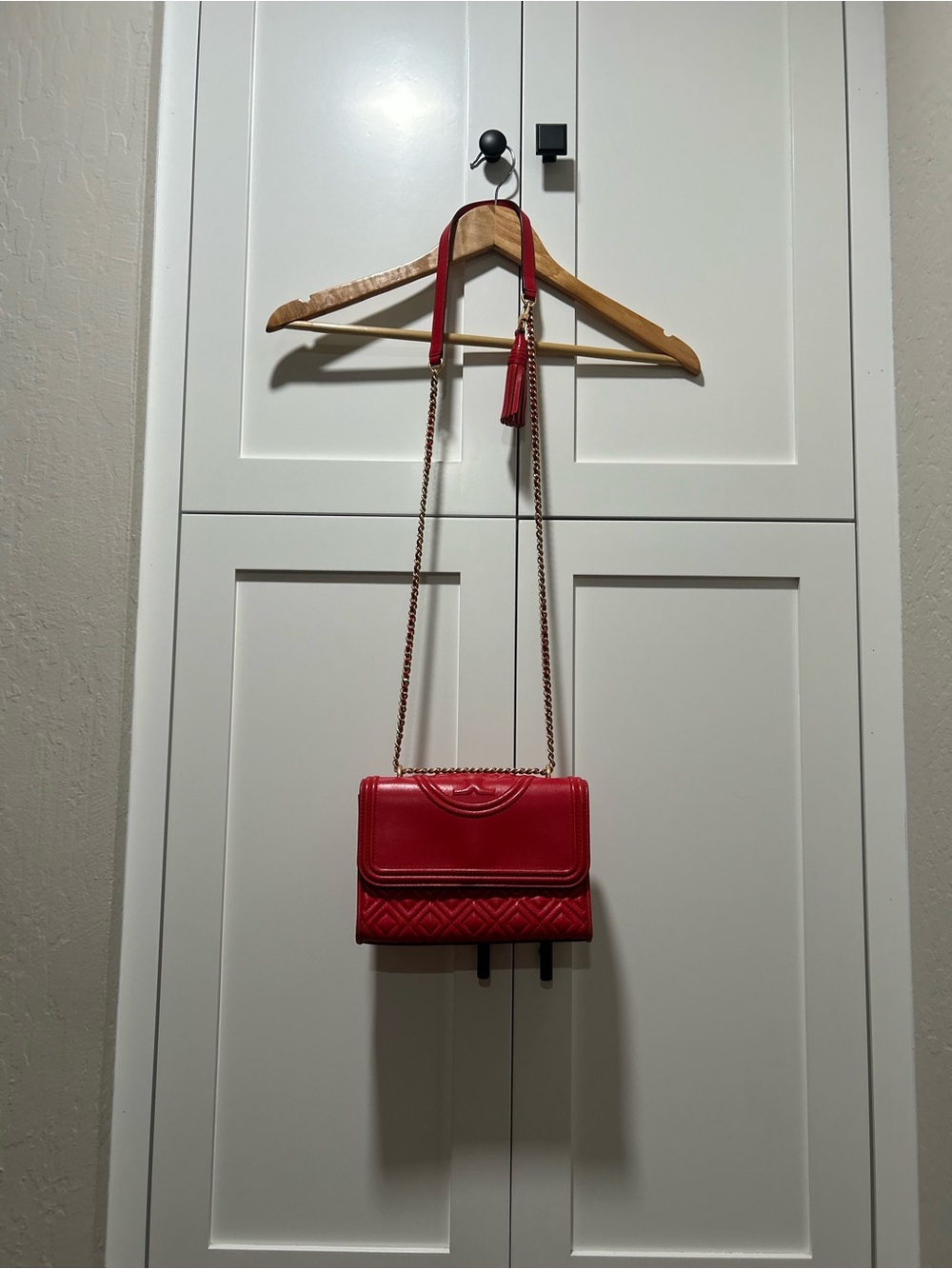 Tory Burch Red Cross Body with Gold Chain and Tassel